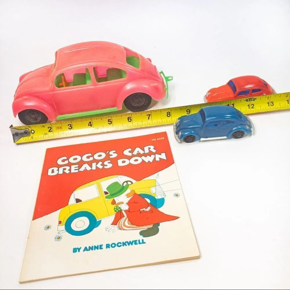 Vintage VW Toy Bundle Plastic Cars & Book